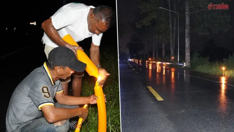 Villagers Light Candles Along Dark Road After Street Lights Fail