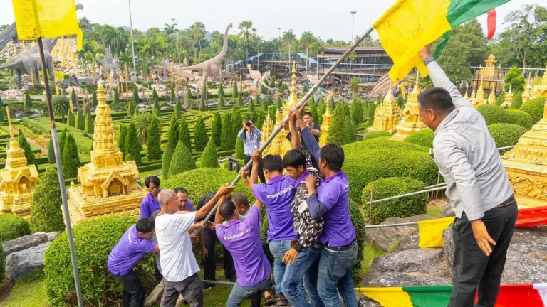Nong Nooch World Pattaya Renews Nine Prayer Flags For Safety