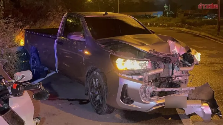 Pickup Truck Crashes Into Utility Pole, Driver Flees