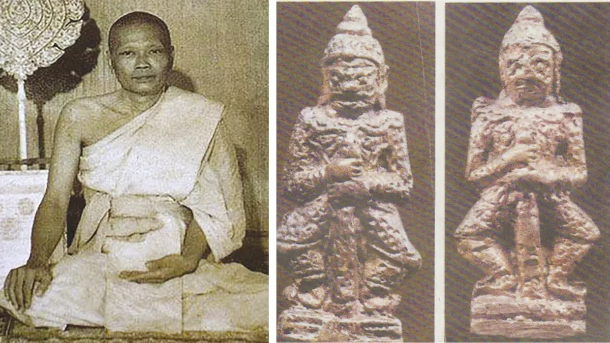 Wat Suthat Monk Creates Small Thao Wessuwan Statue