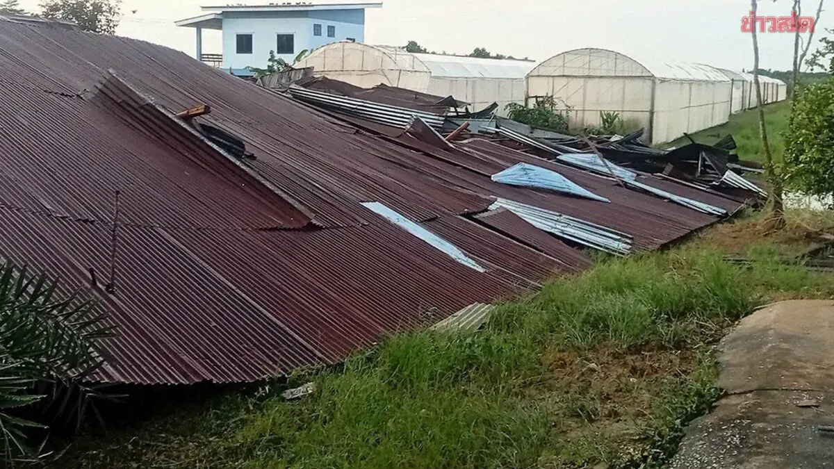 Severe Storm Damages Homes and Vehicles in Sukhothai