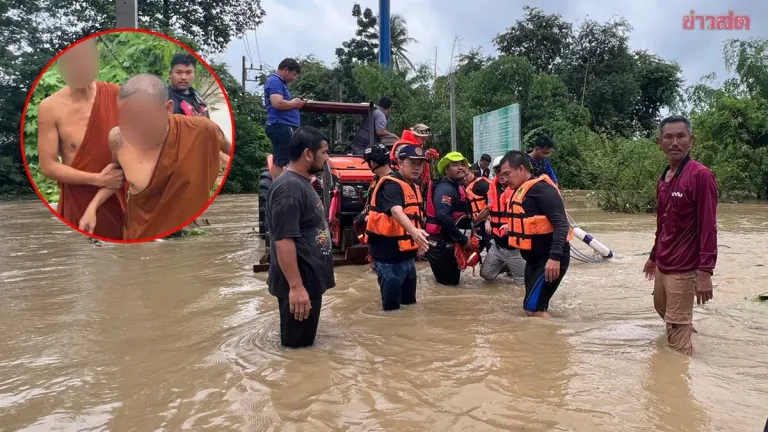 Flash Flood Sweeps Temple Vehicle, Seven Rescued, One Monk Missing