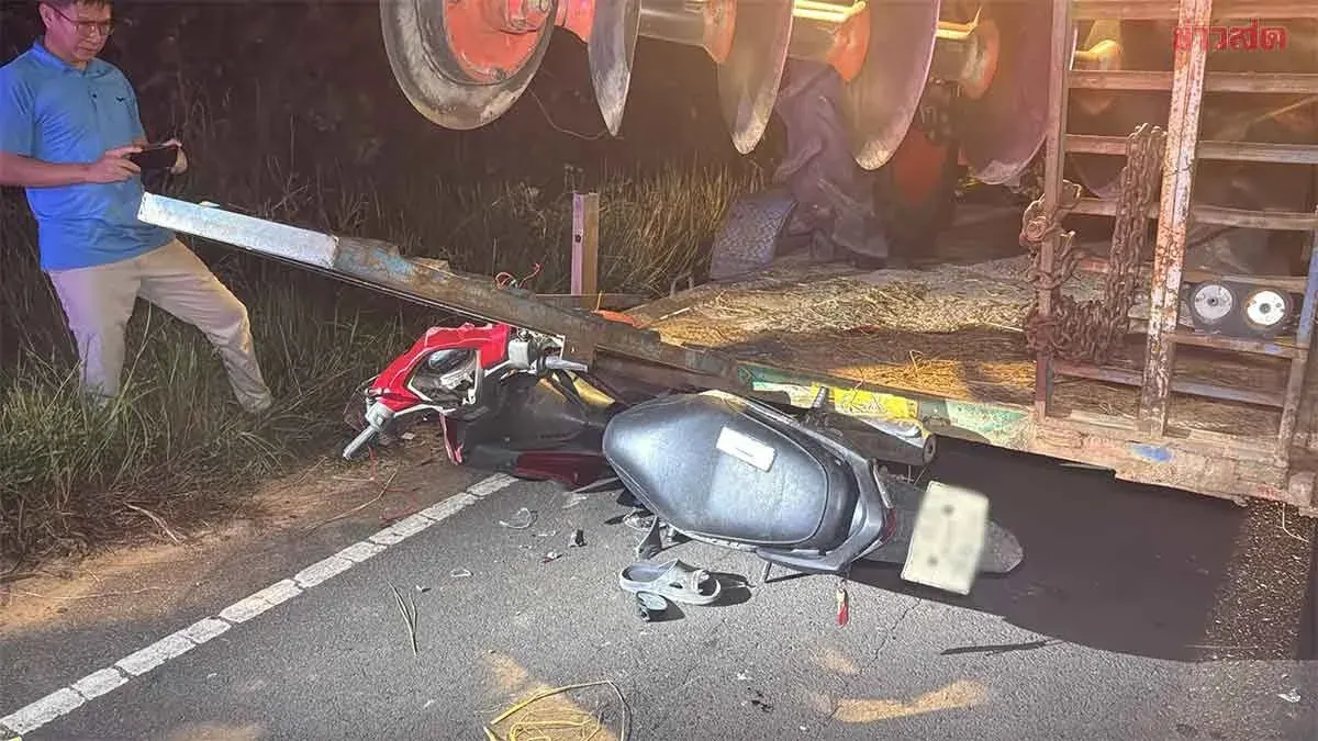 Middle-Aged Man Dies In Motorcycle-Trailer Crash In Amnat Charoen